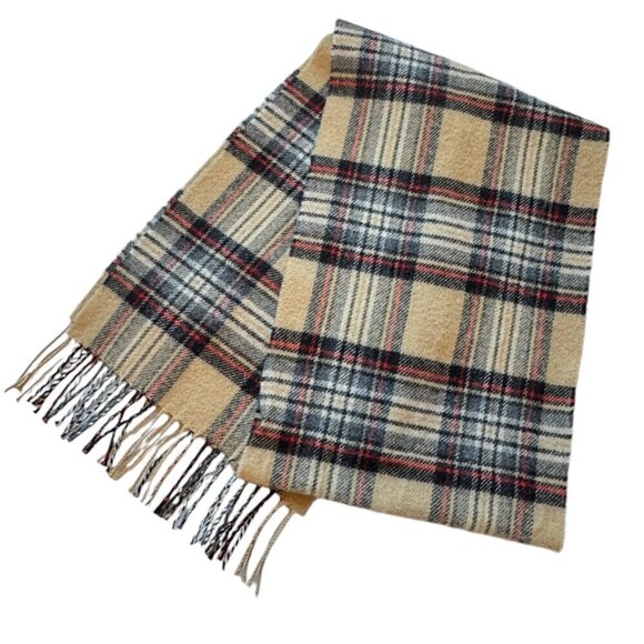 Blarney Woollen Mills Lambswool Stewart Camel Tartan Scarf Made in Ireland 66x10 - Picture 2 of 5